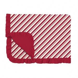 NEW KICKEE toddler kid's ruffle blanket in peppermint stripe